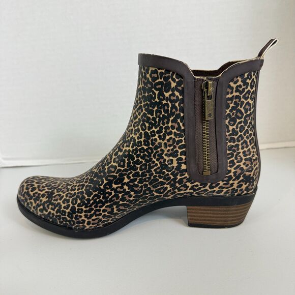 Lucky Brand Women's Rainboot Bootie Ankle Boot Shoes Leopard Print Size 8 M - Picture 5 of 10